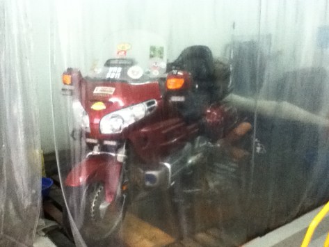This Gold Wing can hardly fit in the area...but after 4 hours...as good and shiny as new
