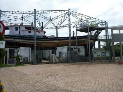 boat on top of a house